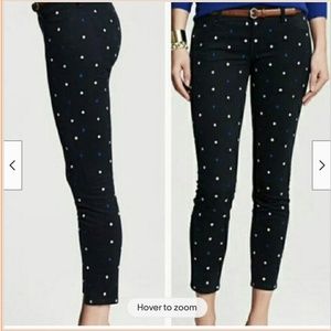 BANANA REPUBLIC Skinny Jeans Blue Polka Dot Embroidered Ankle Cut Size 29